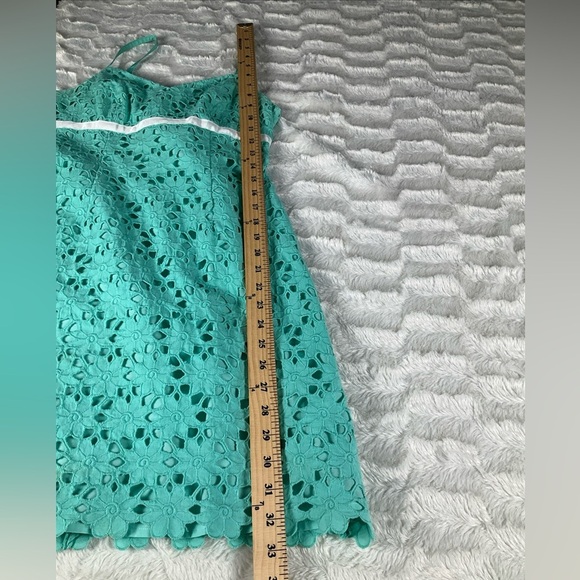 Lilly Pulitzer Size 0 Eyelet Layered Vintage Teal Green Empire  Waist Dress - Picture 8 of 14